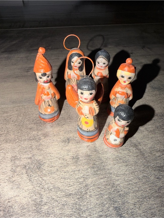 Other - Vintage Mexican Hand-Painted tonala Figurine Set in Orange and Black
